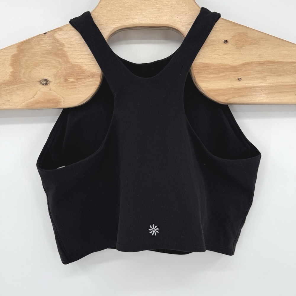 Athleta Crop Top Women M Black Aurora Crop Tank High Neck Racerback Activewear
